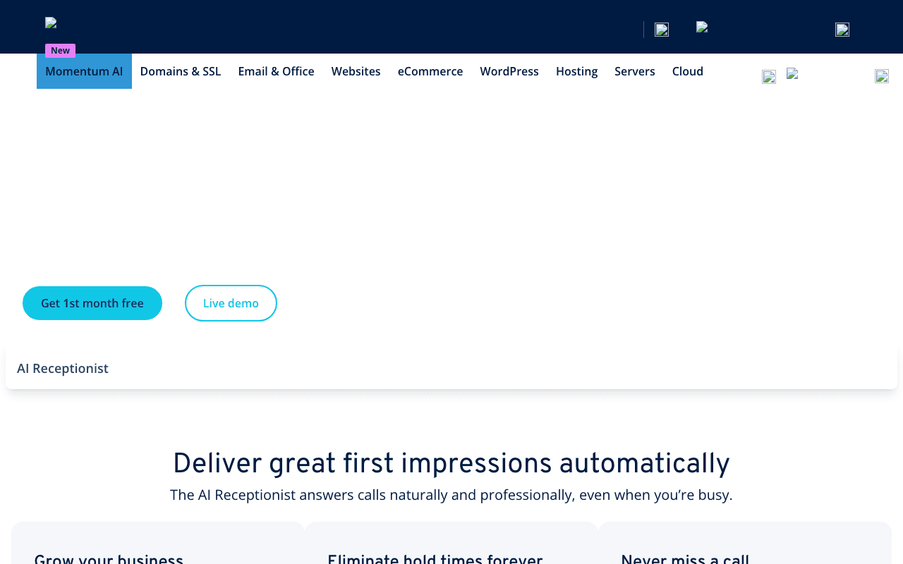Screenshot der Startseite von IONOS KI-Telefonassistent